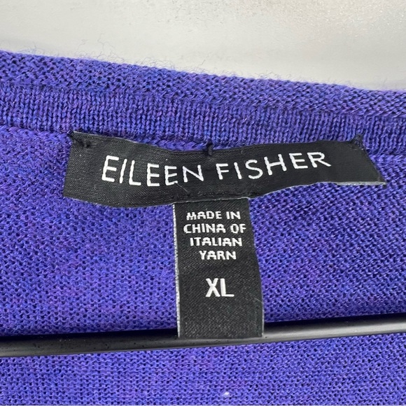 Eileen Fisher Merino Wool Purple V-Neck Lightweight Tunic Sweater XL - Picture 2 of 5